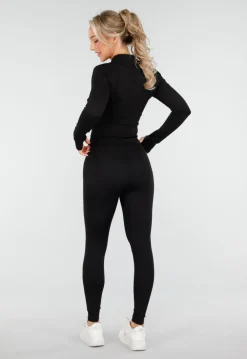 Zwarte Sportset met High Waist Legging en Sportjack