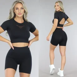 Zwarte Sporttop met Open Rug