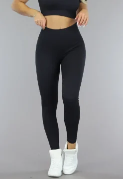 Zwarte Squatproof Sportlegging van Ribstof