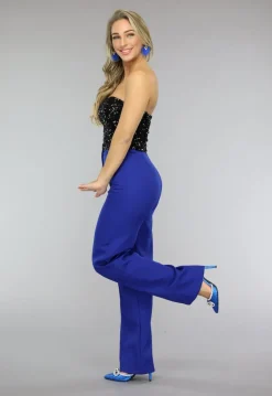 Zwarte Strapless Crop Top met Pailletten