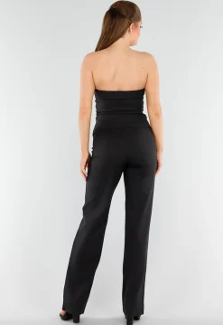 Zwarte Strapless Gilettop met Knopen