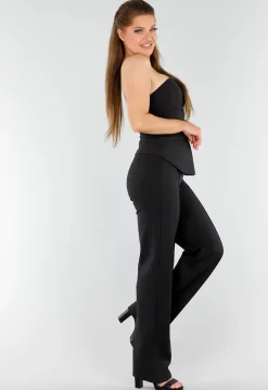 Zwarte Strapless Gilettop met Knopen