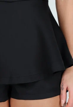 Zwarte Strapless Peplum Playsuit