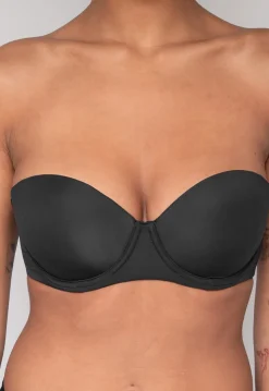 Zwarte Strapless Push Up BH met Afneembare Bandjes