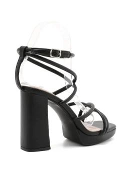 Zwarte Strappy Sandaletten met Blokhak