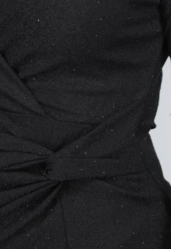 Zwarte Strass Twist Jurk met Kraagje