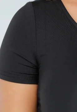 Zwarte Stretch Crop Top met One Shoulder