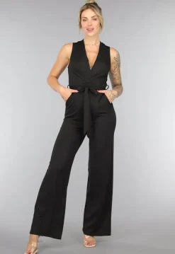Zwarte Stretchy Jumpsuit met Ceintuur