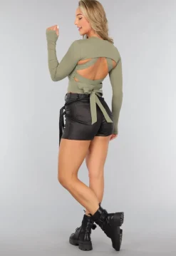Zwarte Stretchy Overslag Cargo Skort