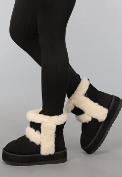 Zwarte Teddy Boots met Dikke Zool