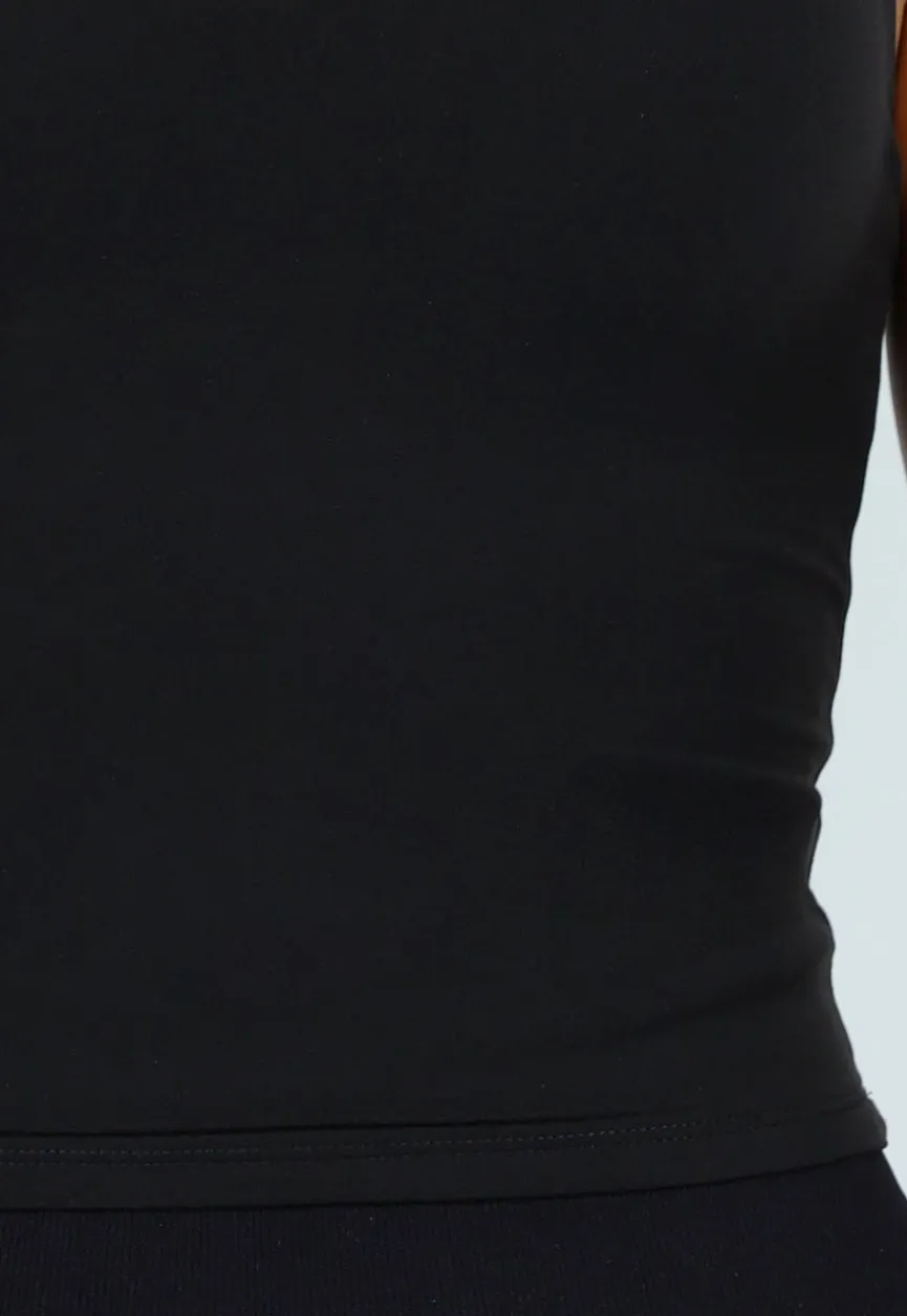 Zwarte Top met Brede Bandjes en Stretch