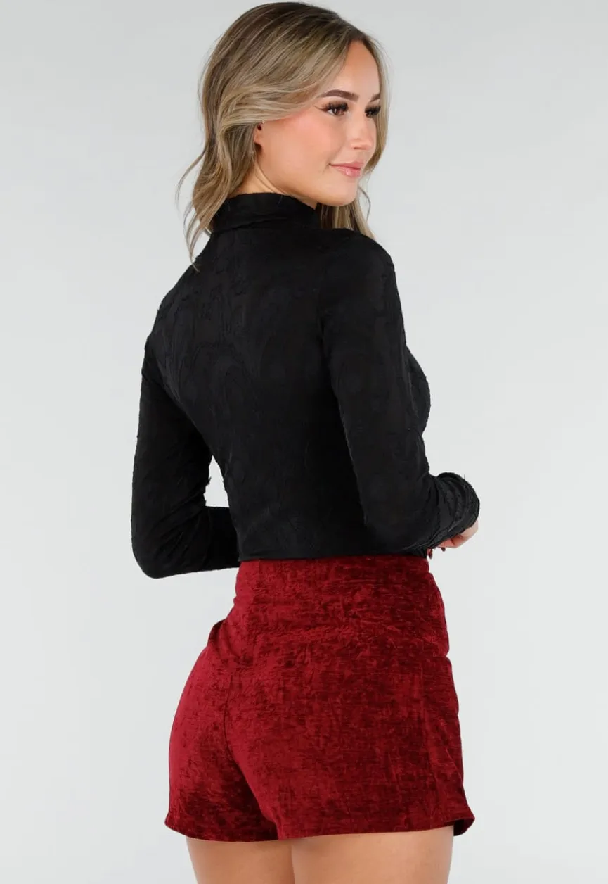 Zwarte Top met Jacquardstructuur