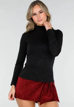 Zwarte Top met Jacquardstructuur