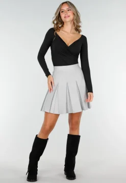 Zwarte Top met Overslag en Plooidetail van Stretch