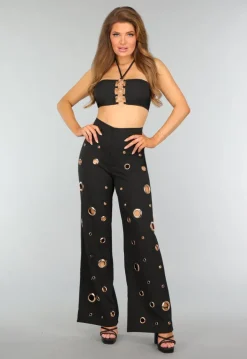 Zwarte Two Piece met Gouden Ring Details