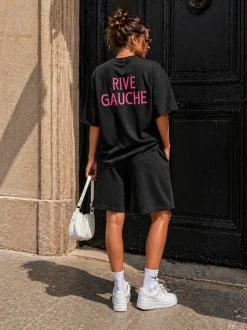 Zwarte Two Piece Set met T-Shirt en Shorts