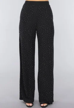 Zwarte Wide Leg Glitter Broek