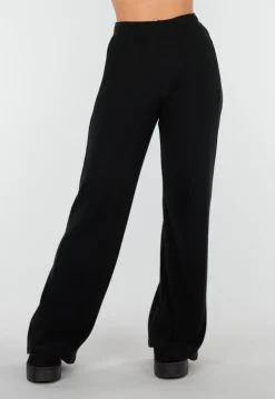 Zwarte Zachte Stretch Broek met Rechte Pijpen