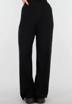 Zwarte Zachte Stretch Broek met Rechte Pijpen