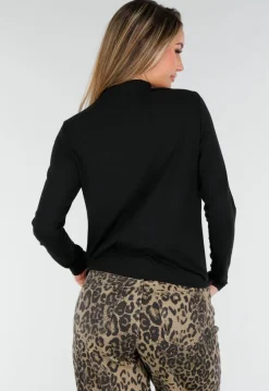 Zwarte Zachte Stretch Top met Lange Mouwen