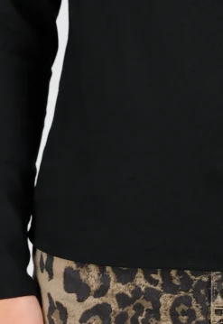Zwarte Zachte Stretch Top met Lange Mouwen