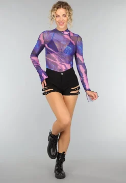 Zwart High Waist Broekje met Riempjes
