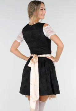 Zwart Oktoberfest Jurkje met Kant Strik en Beige Schort
