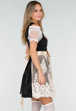Zwart Oktoberfest Jurkje met Kant Strik en Beige Schort