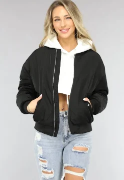 Zwart Oversized Bomberjack met Zakken