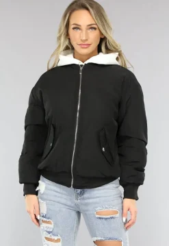 Zwart Oversized Bomberjack met Zakken