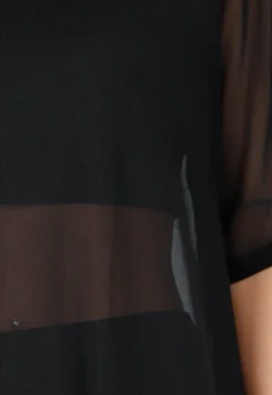 Zwart See-Through Cover-up T-Shirt met Stretch