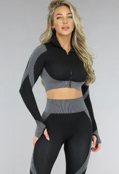 Zwart Sport Knitted 2-Piece Set