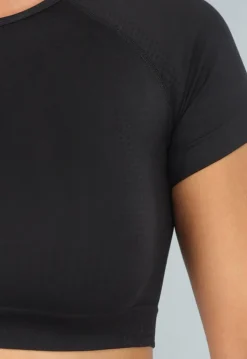 Zwart Sporttopje met Korte Mouwen