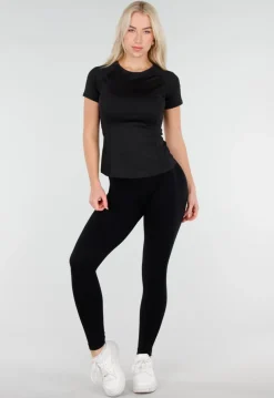 Zwart Sport T Shirt met Korte Mouw en Stretch