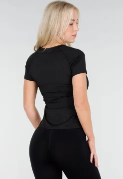 Zwart Sport T Shirt met Korte Mouw en Stretch