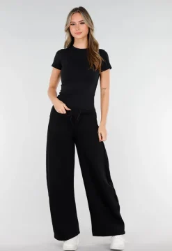 Zwart Sport T-Shirt met Korte Mouwen en Stretch