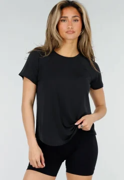 Zwart Sport T-shirt met Mesh en Gekruiste Rug