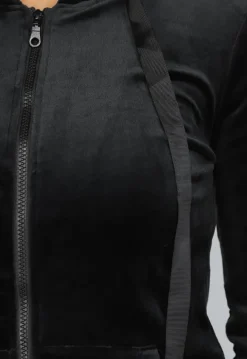 Zwart Velours Huispak met Capuchon
