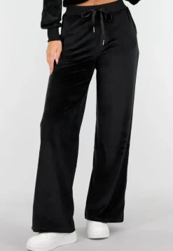 Zwart Velours Huispak met Lange Mouwen en Wijde Broek