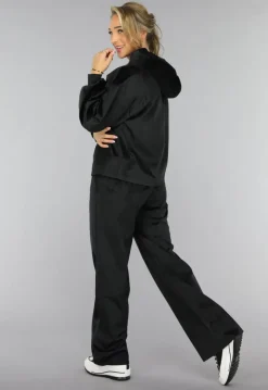 Zwart Velours Wide Leg Huispak