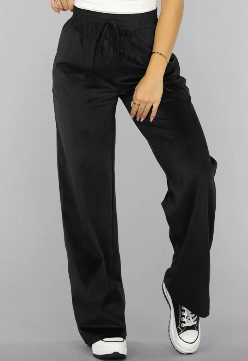 Zwart Velours Wide Leg Huispak