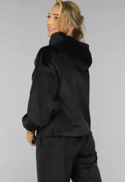 Zwart Velours Wide Leg Huispak