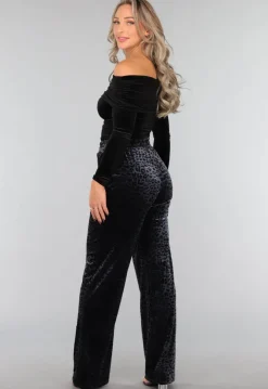 Zwart Velvet Off Shoulder Topje