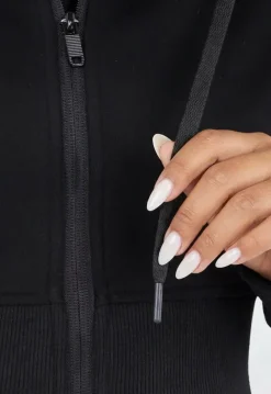Zwart Vest in Kort Model met Afneembare Capuchon