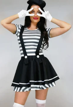Zwart/Wit Mime Kostuum